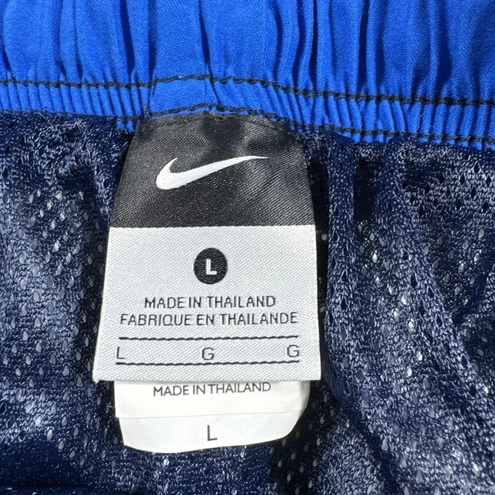 Nike Swim Trunks Shorts Mens L Blue Black‎ White Floral Print Lined Pockets